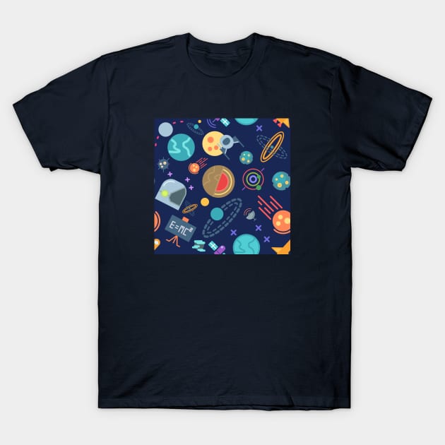 Astronomy Space Science Pattern - Physics Galaxy T-Shirt by MoPaws